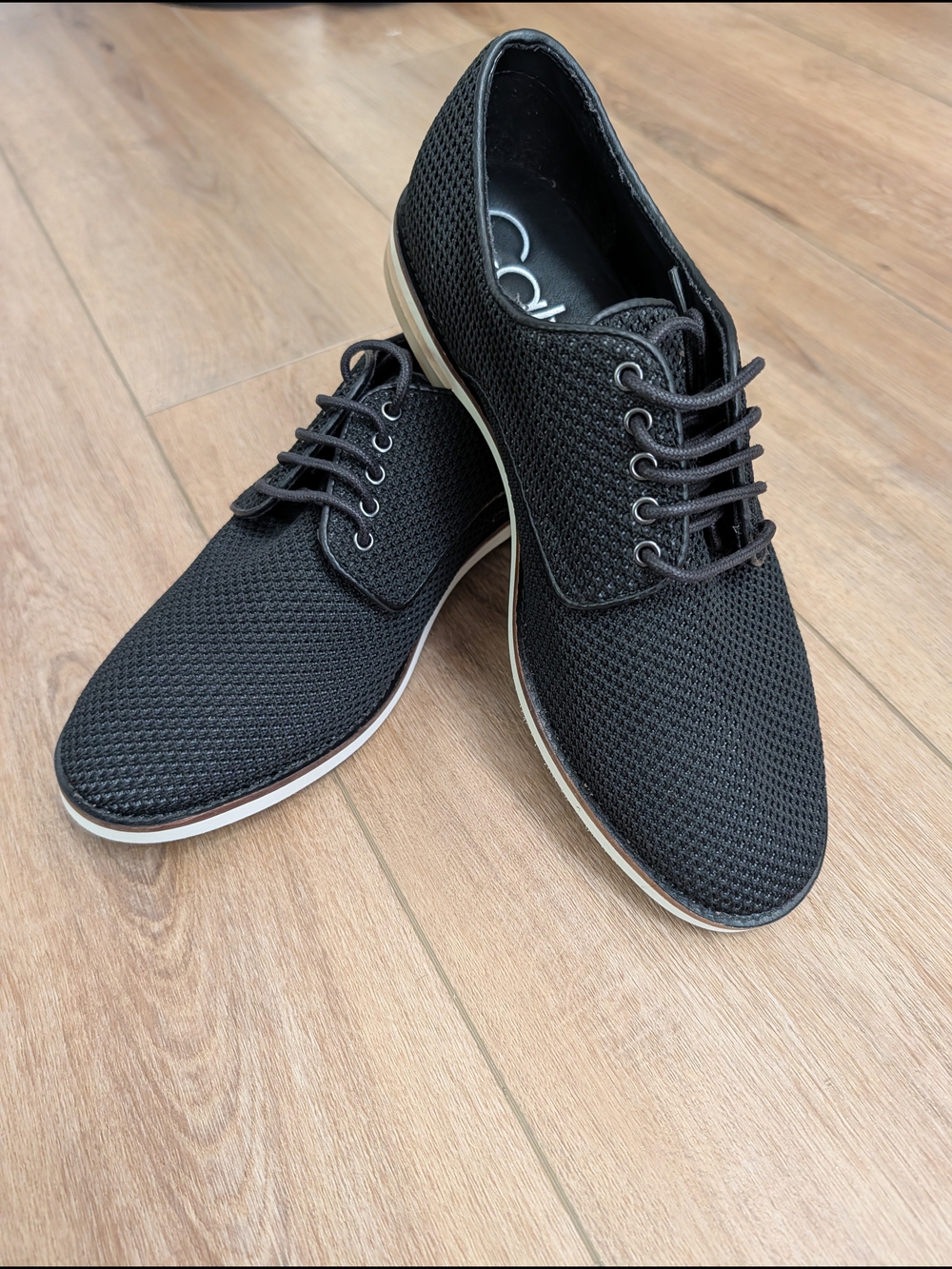 Men's Black Casual Lace-Up Shoes - Lightweight Knit Oxford